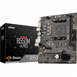 Материнская плата MSI B550M-A PRO B550, AM4, 2*DDR4, 1*PCIEx16, 1*PCIEx1, 1*M.2, 6*USB3.2Gen1, 6*USB2.0, 4*SATA3.0, 1G, DVI, HDM
