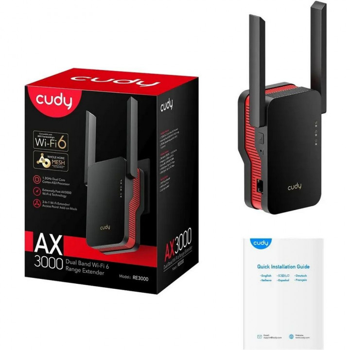 Усилитель Wi-Fi CUDY RE3000, Wi-Fi 6, Mesh, AX3000 | AFOX.SU