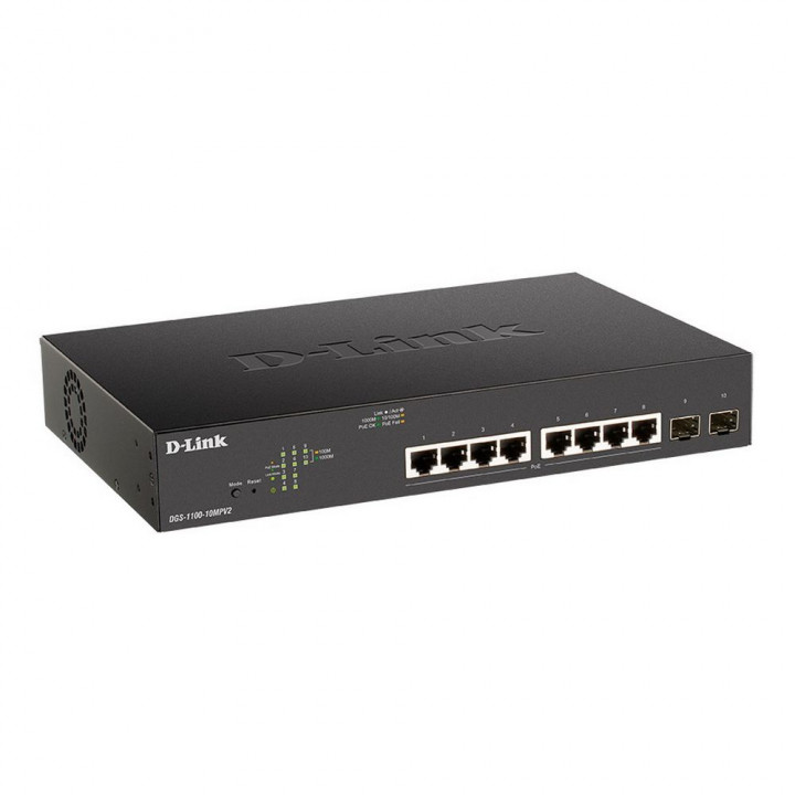 Коммутатор D-Link DGS-1100-10MPV2 8×1G PoE 130W 2SFP | AFOX.SU