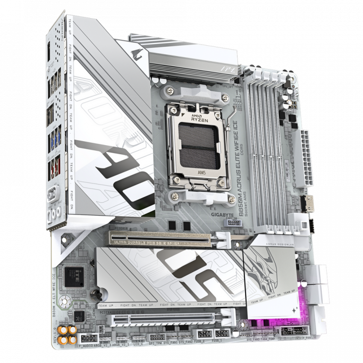 Плата Gigabyte B850M AORUS ELITE WIFI6E ICE, белая, AM5 | AFOX.SU