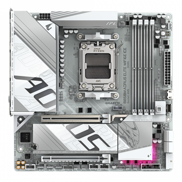 Плата Gigabyte B850M AORUS ELITE WIFI6E ICE, белая, AM5 | AFOX.SU