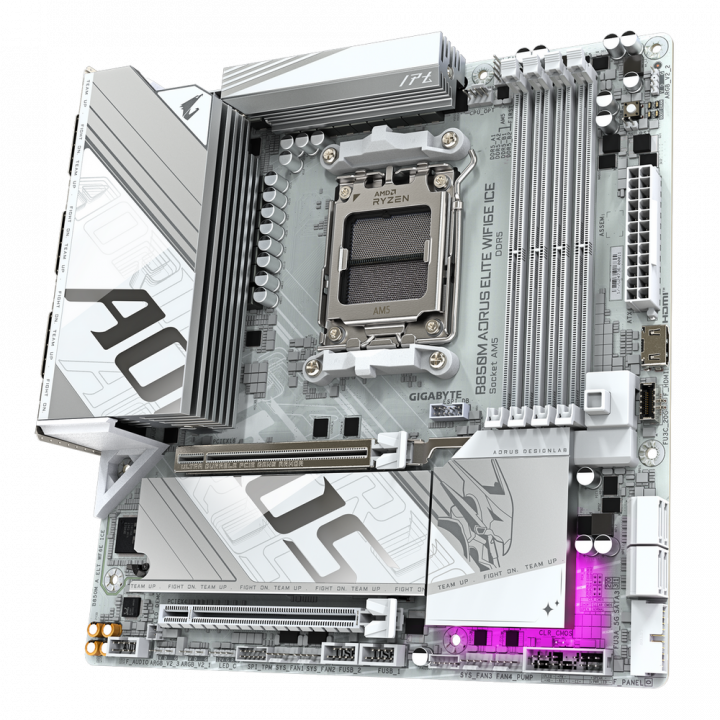 Плата Gigabyte B850M AORUS ELITE WIFI6E ICE, белая, AM5 | AFOX.SU