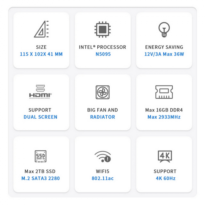 Мини-ПК Beelink MINI S, Celeron N5095, 8 ГБ, SSD 128 ГБ | AFOX.SU