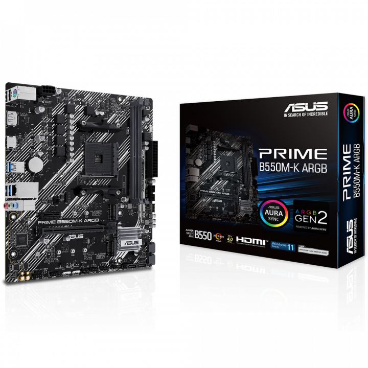 Плата ASUS PRIME B550M-K ARGB, AM4, 2× M.2, mATX | AFOX.SU