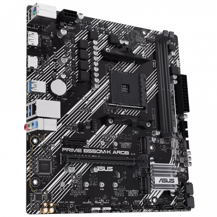 Плата ASUS PRIME B550M-K ARGB, AM4, 2× M.2, mATX | AFOX.SU