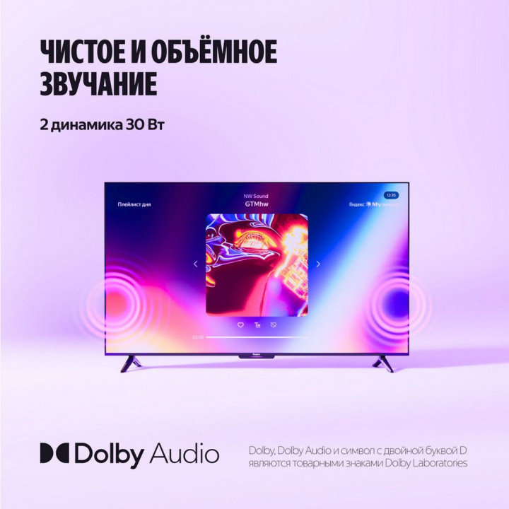 Телевизор Яндекс ТВ Станция Бейсик, 55 дюймов, LED 4K | AFOX.SU
