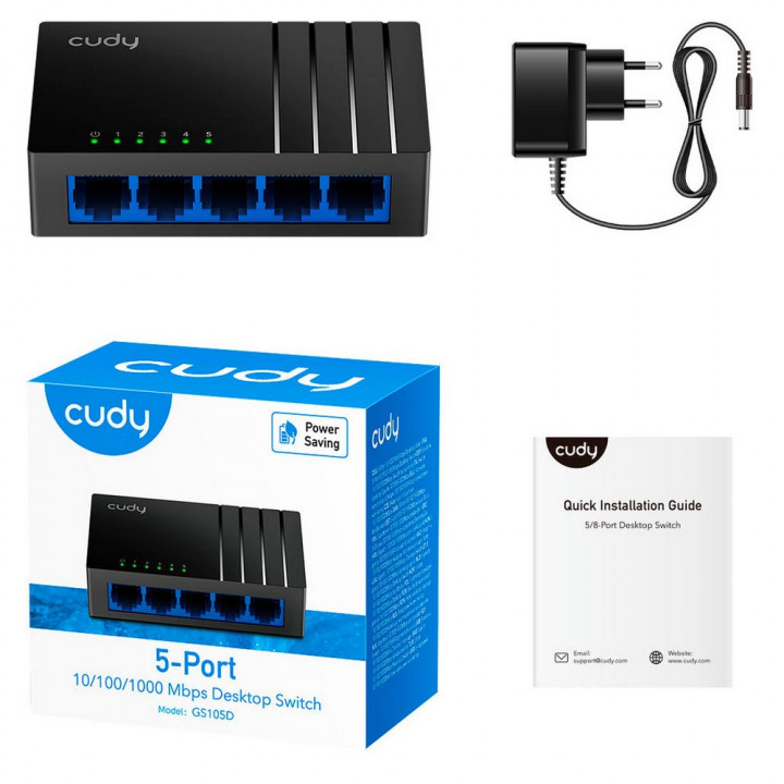 Коммутатор CUDY GS105D 5×1G пластик | AFOX.SU