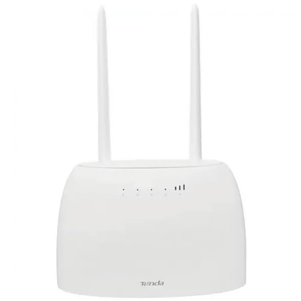 Маршрутизатор Tenda 4G06 Wi-Fi Роутер N300, 2,4 ГГц до 300 Мбит/с, LTE/3G/4G до 150 Мбит/с, SIM-слот, 2 внешние 4G/3G антенны + 
