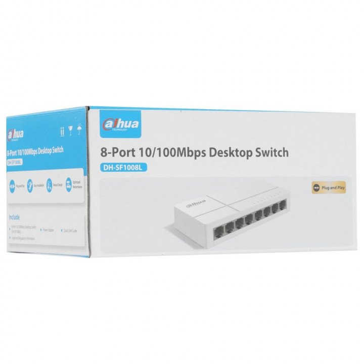 Коммутатор Dahua 8-port 10/100M RJ45 Non-PoE Switch, Pl | AFOX.SU
