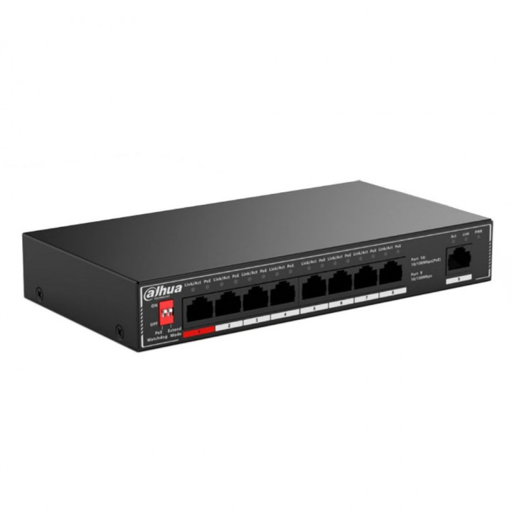 Коммутатор Dahua 9-port 10/100M RJ45 8-port PoE Switch | AFOX.SU