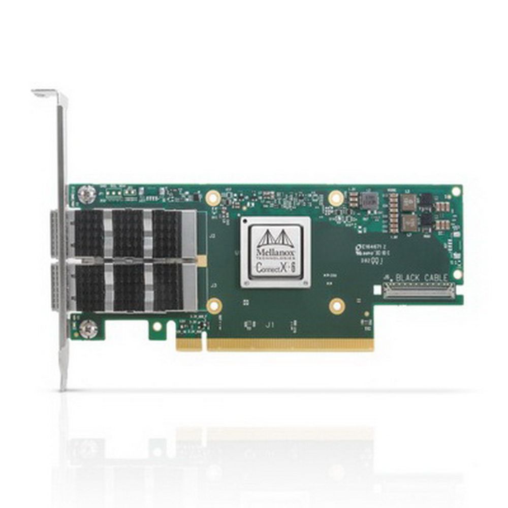 Сетевой адаптер Mellanox MCX653106A-ECAT ConnectX-6 VPI adapter card, 100Gb/s (HDR100, EDR IB and 100GbE), dual-port QSFP56, PCI