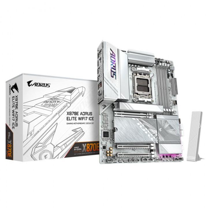 Плата Gigabyte X870E AORUS ELITE WIFI7 ICE, AM5, белая | AFOX.SU
