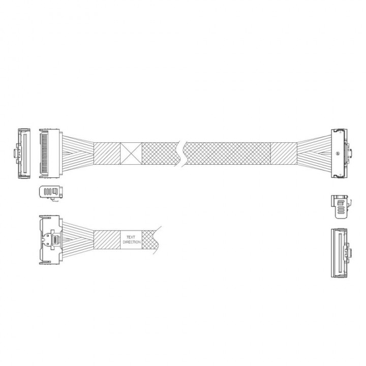 Кабель JPC MCIO x8 прямой — угловой Right Angle, 80 см | AFOX.SU