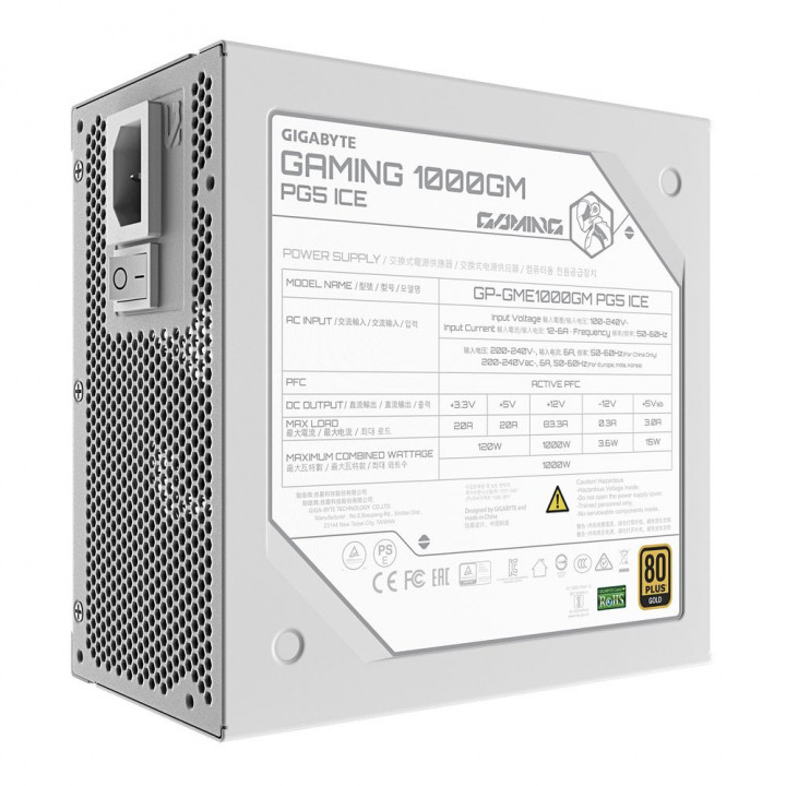 Блок питания Gigabyte GAMING 1000GM PG5 ICE, белый | AFOX.SU
