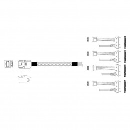 Кабель Miradeed MD-6715033 SFF-8643 на 4x SAS, 100 см | AFOX.SU