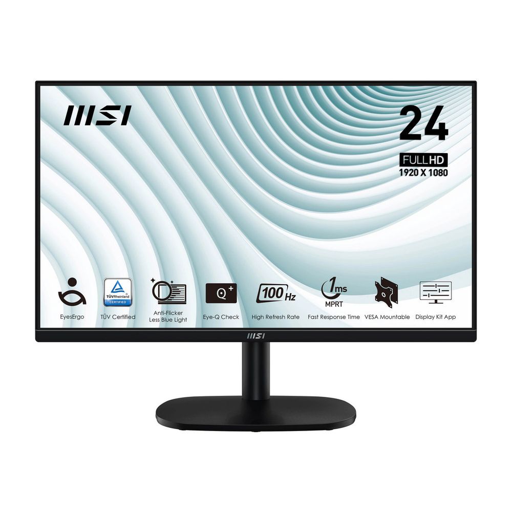 Монитор 23.8" MSI PRO MP245V  VA, 1920x1080, 100Hz, 4ms, 300сd/m, 4000:1,  | VGA, HDMI(1.4b) | ExPSU, Vesa 100, Black